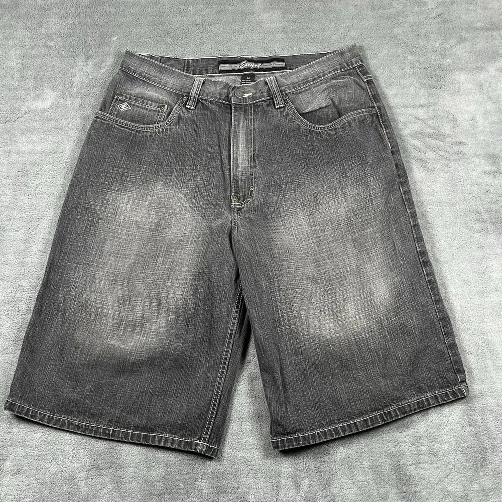 Vintage Enyce Men Jean Shorts 34 Black Baggy Streetwear Hip Hop Skater Y2K Denim